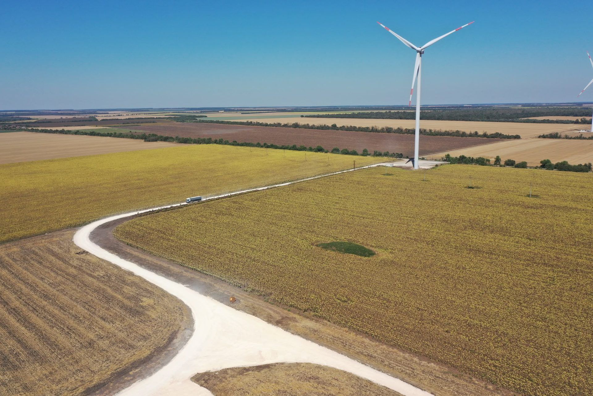 Ventus wind turbine standing in farmland near Balchik